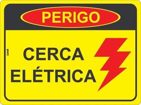 Placa Sinalização Advertência Perigo Cuidado Cerca Elétrica