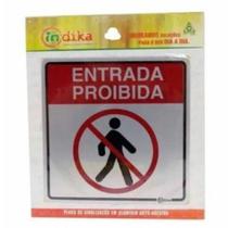 Placa Sinalização Alumínio Autoadesiva Entrada Proibida
