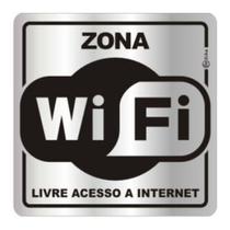 Placa Sinalização Alumínio Autoadesiva Zona Wi Fi Internet