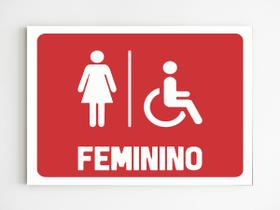 Placa sinalização ambiente banheiro feminino mdf a4 20x29