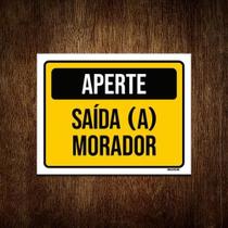Placa Sinalização - Aperte Saída A Morador 18X23