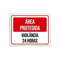 Placa Sinalização - Área Protegida Vigilância 24 Horas 18X23 Placa Sinalização - Área Protegida Vigilância 24 Horas 18X23