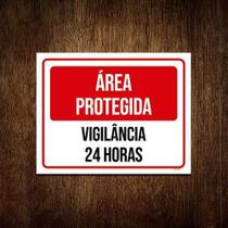 Placa Sinalização - Área Protegida Vigilância 24 Horas 36X46 Placa Sinalização - Área Protegida Vigilância 24 Horas 36X46