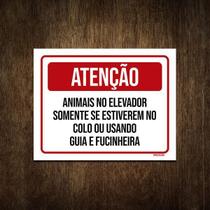 Placa Sinalização Atenção Animais Elevador Condomínio 18X23 Placa Sinalização Atenção Animais Elevador Condomínio 18X23