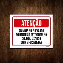 Placa Sinalização Atenção Animais Elevador Condomínio 36x46