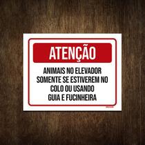 Placa Sinalização Atenção Animais Elevador Condomínio 36X46