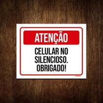 Placa Sinalização Atenção Celular Silencioso 18x23cm 5un