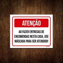Placa Sinalização - Atenção Fe Entregas Use Máscara 27X35 Placa Sinalização - Atenção Fe Entregas Use Máscara 27X35