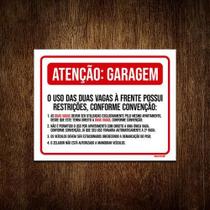 Placa Sinalização - Atenção Garagem Vagas Restrições 18X23