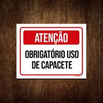 Placa Sinalização - Atenção Obrigatório Capacete 36X46