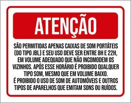 Placa Sinalização - Atenção Permitidas Caixas Som 18X23