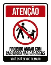 Placa Sinalização Atenção Proibido Andar Cachorro Nas