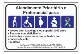Placa Sinalização Atendimento Preferencial Ps1mm 30x20cm Placa Sinalização Atendimento Preferencial Ps1mm 30x20cm