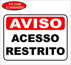Placa Sinalização Aviso Acesso Restrito Pvc 20x15cm Placa Sinalização Aviso Acesso Restrito Pvc 20x15cm