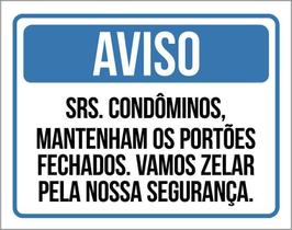 Placa Sinalização - Aviso Condomínio Portão Fechado 27X35 Placa Sinalização - Aviso Condomínio Portão Fechado 27X35