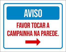 Placa Sinalização Aviso Favor Tocar Campainha Parede 36X46