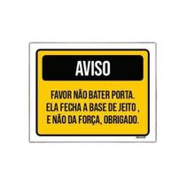 Placa Sinalização - Aviso Não Bater Porta Com Força 27X35