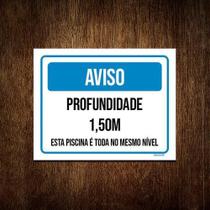 Placa Sinalização - Aviso Profundidade 1,50 M 18X23