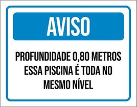 Placa Sinalização - Aviso Profundidade Piscina 0,80 M 27X35