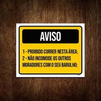 Placa Sinalização - Aviso Proibido Correr Nesta Área 18X23