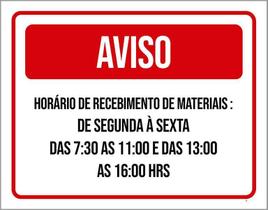 Placa Sinalização - Aviso Recebimento Materiais 36X46
