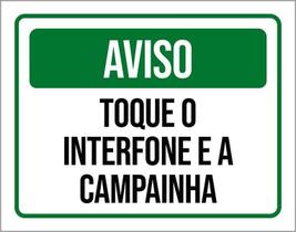 Placa Sinalização - Aviso Toque Interfone Campainha 27X35 Placa Sinalização - Aviso Toque Interfone Campainha 27X35
