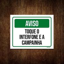 Placa Sinalização - Aviso Toque Interfone Campainha 27X35 Placa Sinalização - Aviso Toque Interfone Campainha 27X35