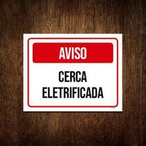 Placa Sinalização - Aviso Vermelho Cerca Eletrificada 18X23