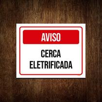 Placa Sinalização - Aviso Vermelho Cerca Eletrificada 27x35