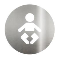Placa Sinalizacao Banheiro Fraldario Em Inox Bebe Trocador Cor Da Moldura Prata