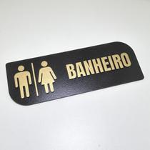 Placa sinalização banheiro MDF Preto e dourado premium Placa sinalização banheiro MDF Preto e dourado premium