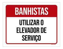 Placa Sinalização Banhistas Utilizar Elevador Serviço 18X23