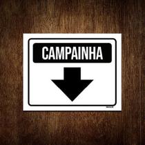 Placa Sinalização - Campainha Branca Seta 18X23