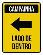 Placa Sinalização - Campainha Lado Dentro Seta Esq 36X46