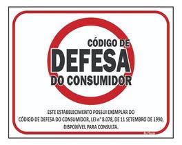 Placa Sinalização Código De Defesa Do Consumidor 25x20 Placa Sinalização Código De Defesa Do Consumidor 25x20