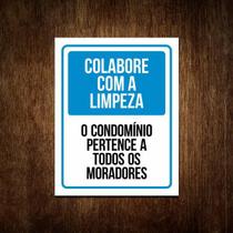 Placa Sinalização Colabore Com A Limpeza Do Condomínio 27X35
