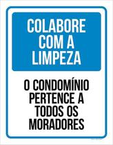 Placa Sinalização Colabore Com A Limpeza Do Condomínio 27X35