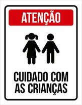 Placa Sinalização Condomínio Atenção Cuidado Crianças 27X35