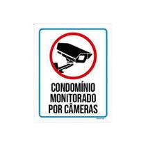Placa Sinalização Condomínio Monitorado Câmeras 18x23