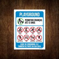 Placa Sinalização - Condomínio Playground Crianças 27x35