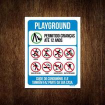 Placa Sinalização - Condomínio Playground Crianças 36X46