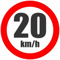Placa Sinalização Condomínio Velocidade 20kmh Redonda 45x45 Placa Sinalização Condomínio Velocidade 20kmh Redonda 45x45