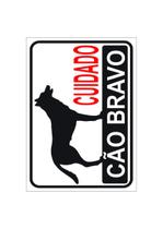 Placa sinalização cuidado cao bravo 20x30