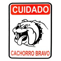 Placa Sinalização Cuidado Cão Bravo 20x30cm Pacific