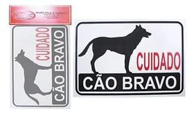 Placa Sinalização Cuidado Cão Bravo 30x20 Cm Plástico Placa Sinalização Cuidado Cão Bravo 30x20 Cm Plástico