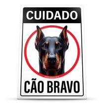 Placa Sinalização Cuidado Cão Bravo Doberman Segurança Perigo Cachorro Placa Sinalização Cuidado Cão Bravo Doberman Segurança Perigo Cachorro