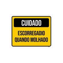 Placa Sinalização Cuidado Escorregadio Quando Molhado 36X46