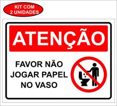 Placa Sinalização Cuidado Não Jogar Papel No Vaso Pvc 20x15cm
