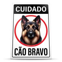 Placa Sinalização Cuidado Pastor Alemão Cão Bravo Proteção 20x30cm Cachorro Placa Sinalização Cuidado Pastor Alemão Cão Bravo Proteção 20x30cm Cachorro