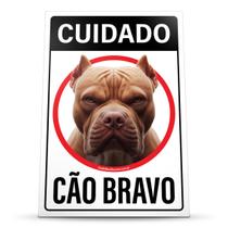 Placa Sinalização Cuidado Pitbull Amarelo Marrom Cão Bravo 20x30cm Placa Sinalização Cuidado Pitbull Amarelo Marrom Cão Bravo 20x30cm